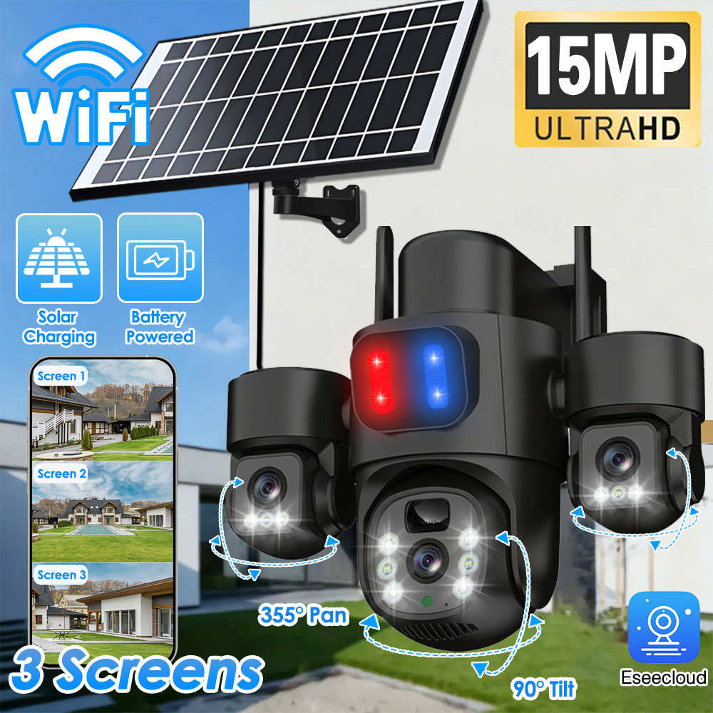 Home Security Panel - Câmera solar ptz wi-fi, externa, 15mp,