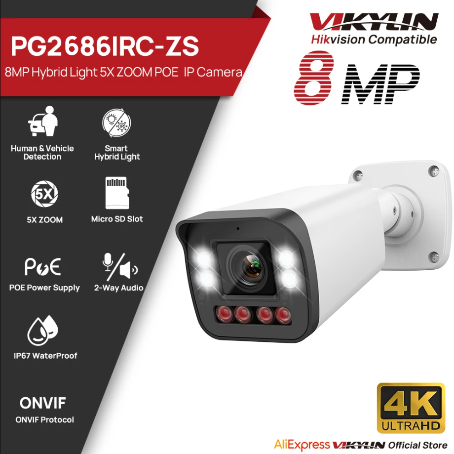 Câmera IP Bullet VIKYLIN 8MP c - Home Security Hikvision avaliação e preço
