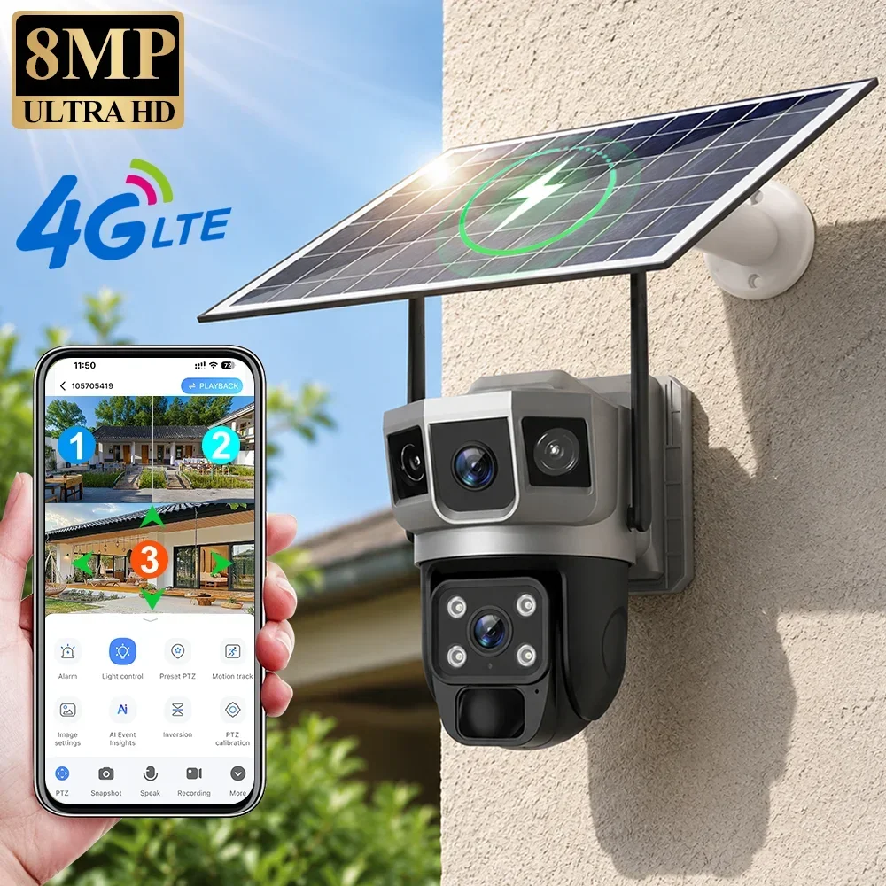 Câmera V380 4K com 3 Telas, 4G - Home Security Camera Installation avaliação e preço